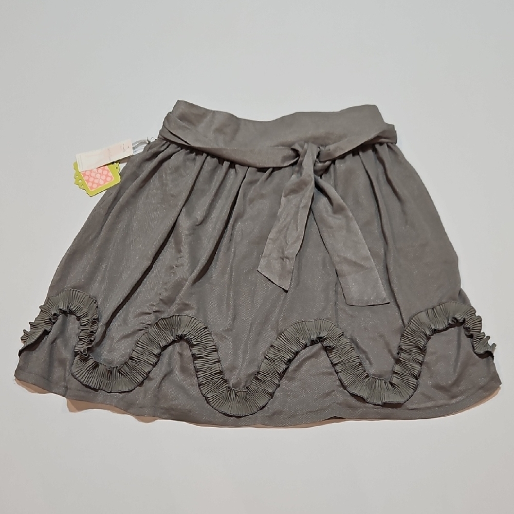 DownEast Charcoal Shimmer A-Line Ruffel Skirt Size Large